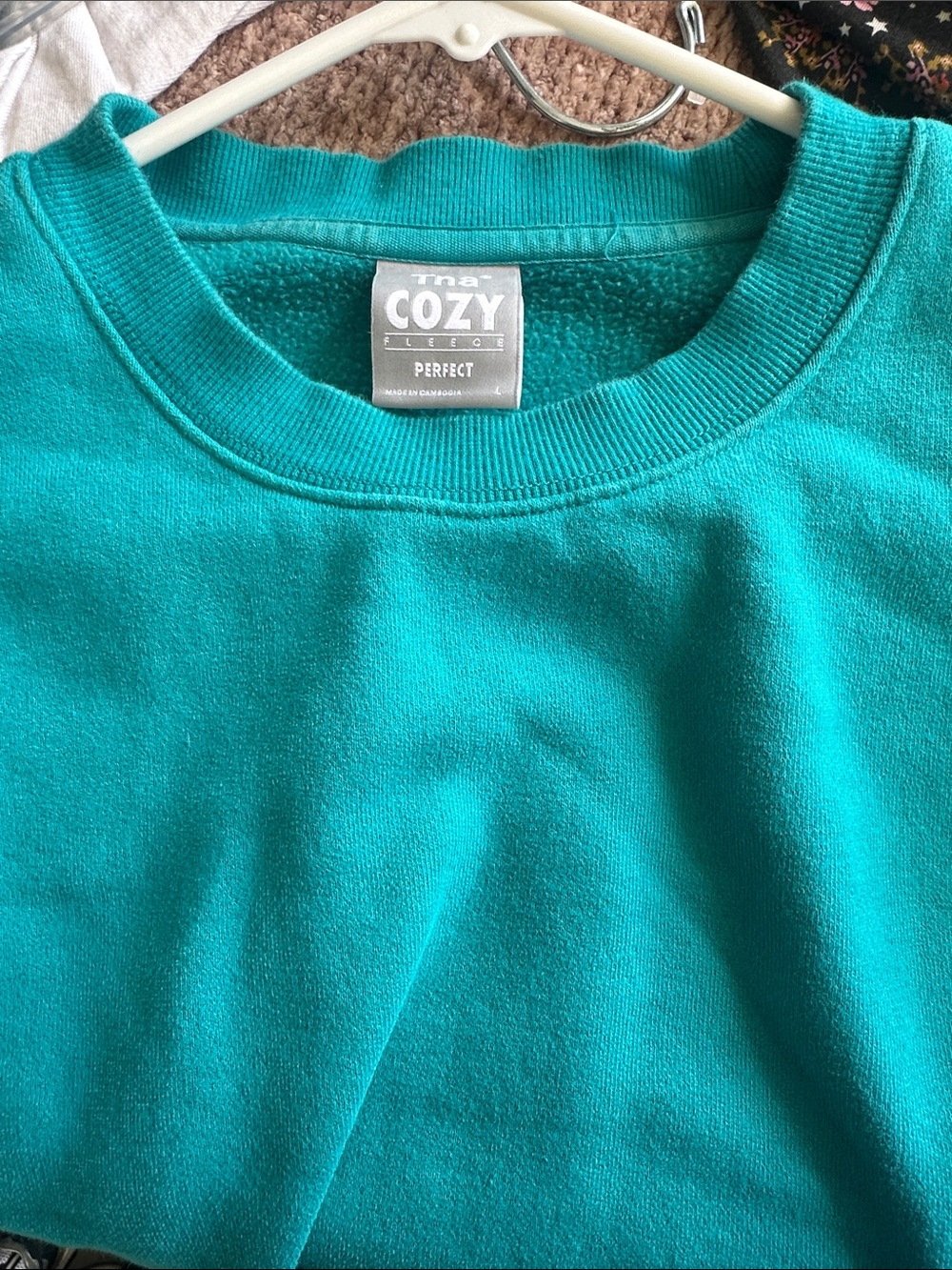 Aritzia TNA Cozy Fleece Perfect Crew Sweatshirt Teal Blue Pullover - AS IS